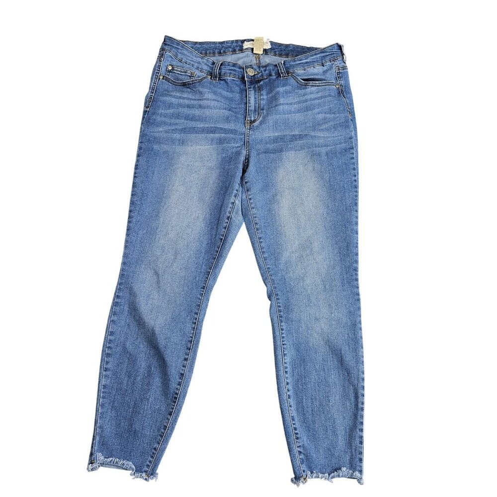 A Beautiful Soul Skinny‎ Jeans Womens 16 Blue High Rise Frayed Stretch Denim